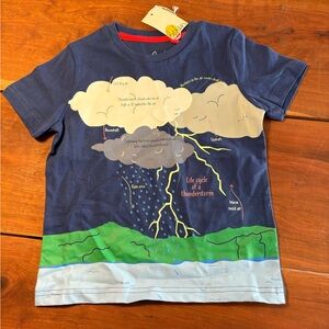 Mini Boden Thunderstorm Educational Graphic Shirt NWT Size 4-5